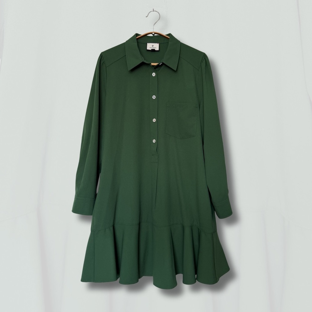🌲 Tuckernuck Hunter Green Royal Shirt Dress w/Pockets | L